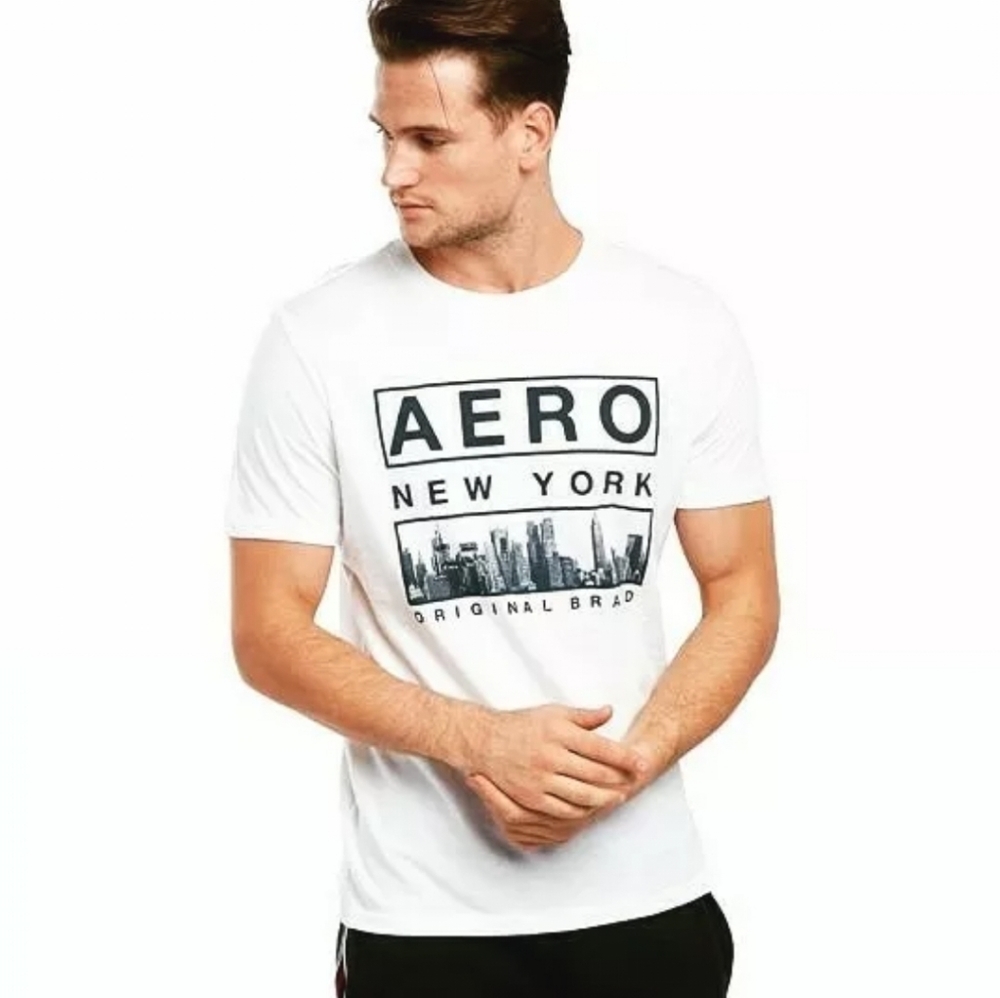 AEROPOSTALE Aero New York Graphic Short Sleeve T-Shirt - White AR-6001-2803